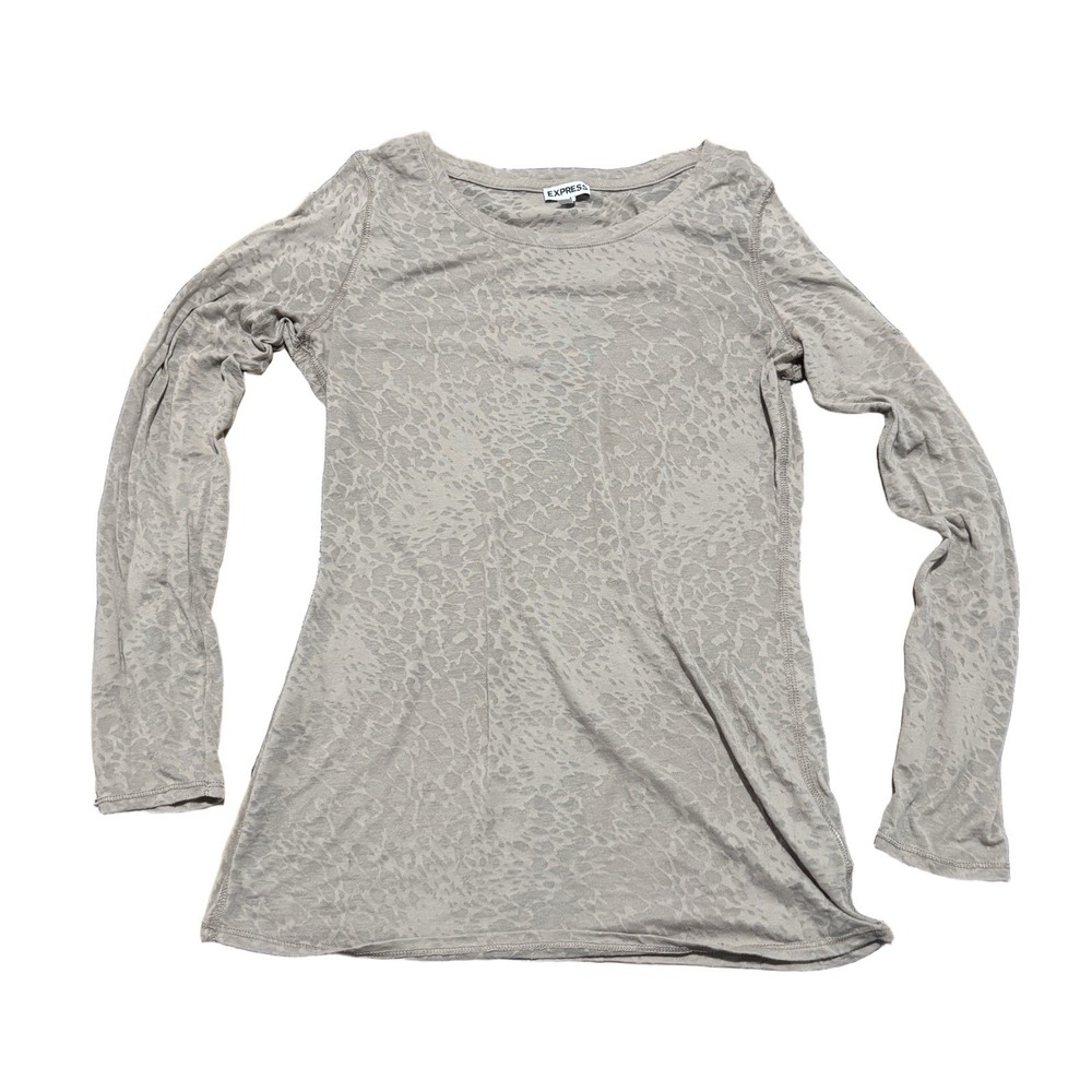 Express Women's Lightweight Semi Sheer Long Sleeve Shirt Beige Size Large 18x26